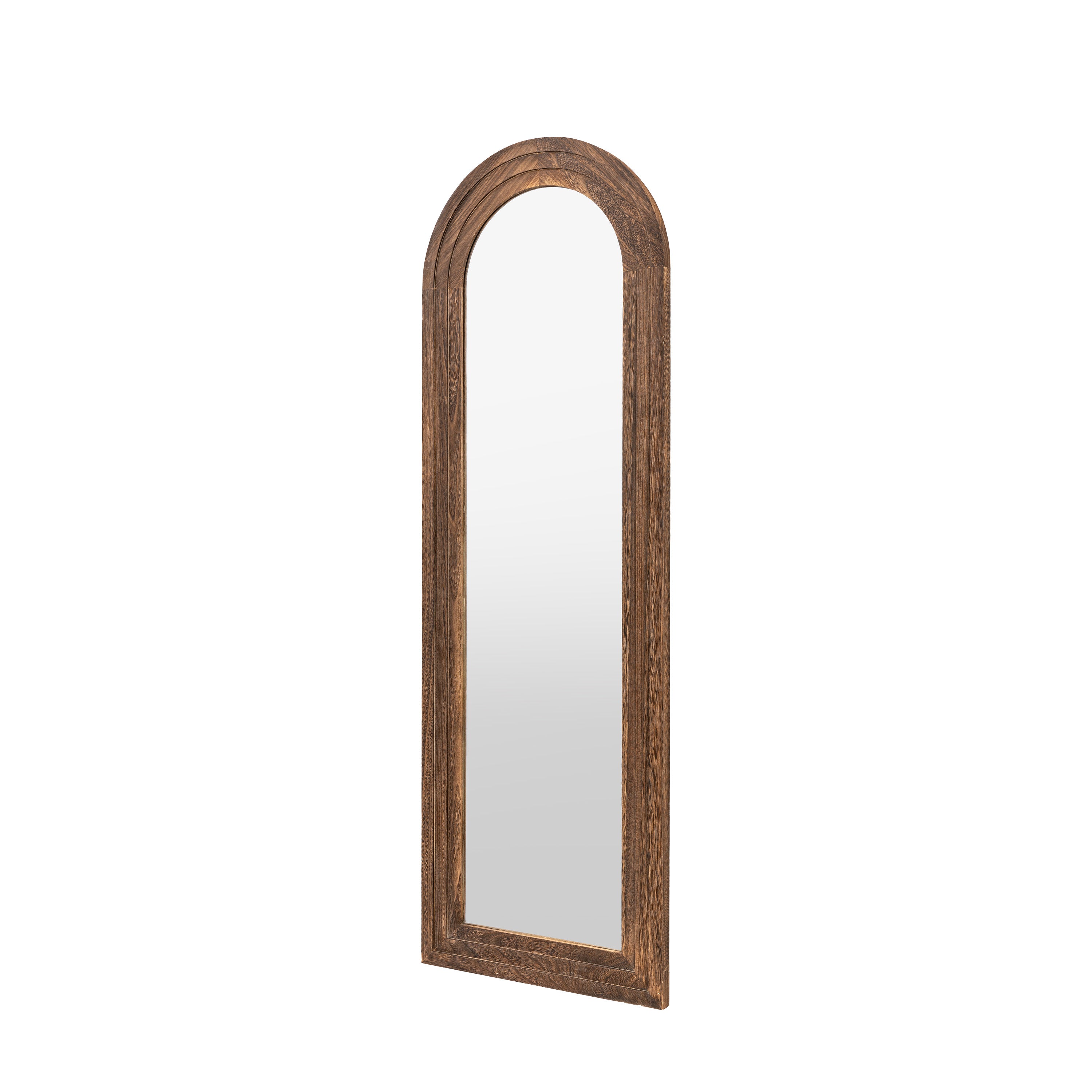 Loretta Arched Dark Brown Wood Full Length Leaner Mirror | Small